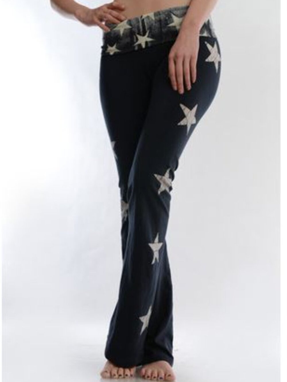 T party black yoga pants with star pattern